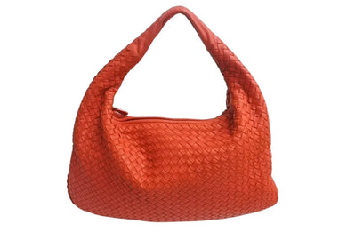 BOTTEGA VENETA ボッテガヴェネタ イントレチャート ホーボー ワンショルダーバッグ 115653 レザー レッド 美品 中古 4b002267