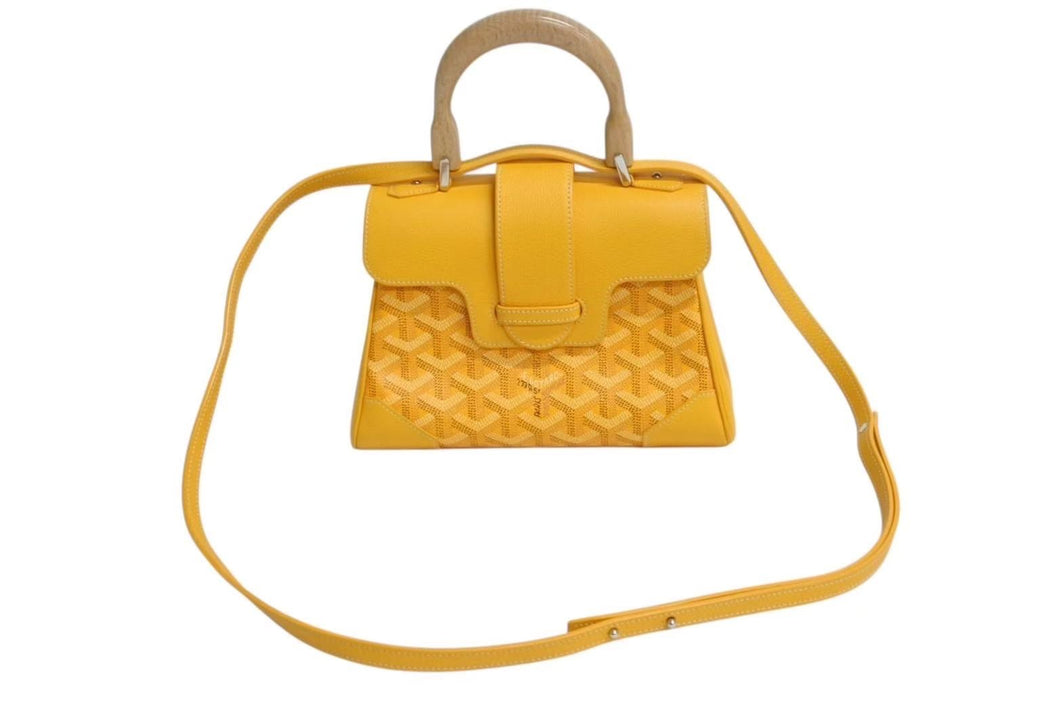 極美品 GOYARD ゴヤール サイゴン ミニ ソフトバッグ 2WAY ハンドバッグ SAIGONMINTY08CL08P イエロー シルバー金具 中古 4b002277