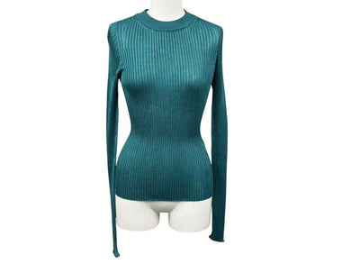 極美品 GIANNI VERSACE ジャンニ ヴェルサーチ レーヨン カットソー グリーン サイズ36 中古 4b002286