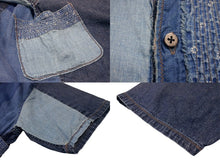 画像をギャラリービューアに読み込む, KAPITAL キャピタル パッチワーク デニム 半袖シャツ Patchwork Kathmandu Shirt ブルー コットン サイズ3 中古 4b002290
