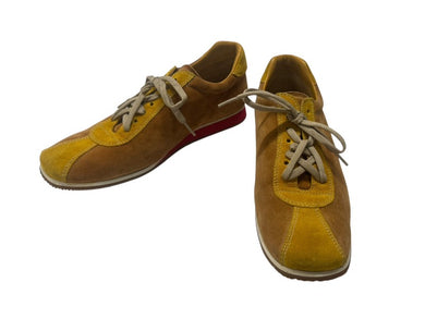 極美品 MIUMIU ミュウミュウ スニーカー サイズ8 1/2 26.5cm スウェード 6E 0390 ブラウン イエロー レッド 中古 4b002319