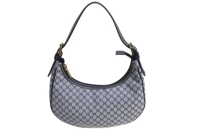 CELINE ヴィンテージ オールド セリーヌ マカダム AVA アヴァ ワンショルダーバッグ ブラゾンキャンバス レザー ネイビー 美品 中古 4b002331