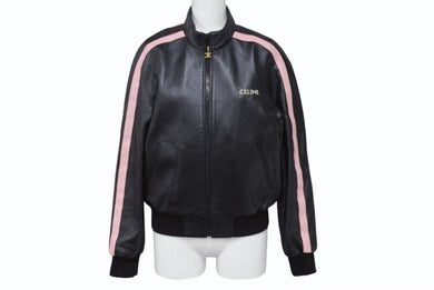 CELINE セリーヌ ライダースジャケット 2EH71583C ブラック ピンク レーヨン 羊革 レザー 綿 38 2EH71583C 美品 中古 4b002341