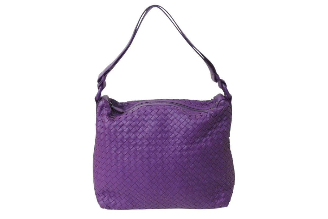 BOTTEGA VENETA ボッテガヴェネタ ハンドバッグ パープル 紫 B04568009H イントレチャート レザー 美品 中古 4b002446