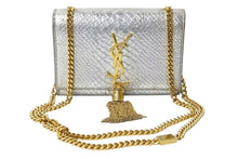画像をギャラリービューアに読み込む, SAINT LAURENT サンローラン ケイト タッセル スモール ショルダーバッグ パイソン柄 シルバー ゴールド金具 美品 中古 4b002447
