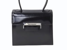 画像をギャラリービューアに読み込む, 極美品 YVES SAINT LAURENT イヴサンローラン ハンドバッグ トップハンドル カーフレザー ブラック ロゴ金具 シルバー金具 中古 4b002576