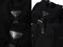 画像をギャラリービューアに読み込む, PRADA プラダ リュック デイパック バックパック 三角ロゴ トライアングルロゴ ブラック ナイロン 美品 中古 4b002647