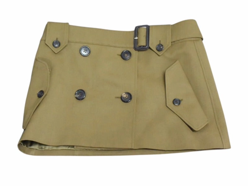 MIUMIU ミュウミュウ ウールミニスカート MG2124 サイズ36 ギャバジン バックロゴパッチ ブラウン 24SS 美品 中古 4b002803