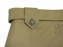 画像をギャラリービューアに読み込む, MIUMIU ミュウミュウ ウールミニスカート MG2124 サイズ36 ギャバジン バックロゴパッチ ブラウン 24SS 美品 中古 4b002803