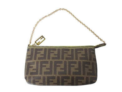 FENDI フェンディ アクセサリーポーチ ワンショルダーバッグ 8BR592 ズッカ柄 ブラウン ゴールド金具 美品 中古 4b002836