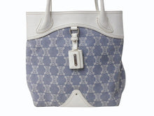 Load image into Gallery viewer, CELINE セリーヌ マカダム トートバッグ ハンドバッグ SC-ST-1026 デニム レザー ネイビー ホワイト シルバー金具 美品 中古 4b002860
