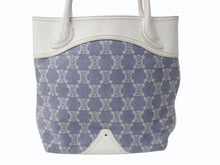 Load image into Gallery viewer, CELINE セリーヌ マカダム トートバッグ ハンドバッグ SC-ST-1026 デニム レザー ネイビー ホワイト シルバー金具 美品 中古 4b002860