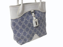 Load image into Gallery viewer, CELINE セリーヌ マカダム トートバッグ ハンドバッグ SC-ST-1026 デニム レザー ネイビー ホワイト シルバー金具 美品 中古 4b002860