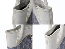 Load image into Gallery viewer, CELINE セリーヌ マカダム トートバッグ ハンドバッグ SC-ST-1026 デニム レザー ネイビー ホワイト シルバー金具 美品 中古 4b002860