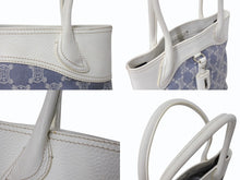 Load image into Gallery viewer, CELINE セリーヌ マカダム トートバッグ ハンドバッグ SC-ST-1026 デニム レザー ネイビー ホワイト シルバー金具 美品 中古 4b002860