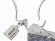 Load image into Gallery viewer, CELINE セリーヌ マカダム トートバッグ ハンドバッグ SC-ST-1026 デニム レザー ネイビー ホワイト シルバー金具 美品 中古 4b002860