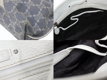 Load image into Gallery viewer, CELINE セリーヌ マカダム トートバッグ ハンドバッグ SC-ST-1026 デニム レザー ネイビー ホワイト シルバー金具 美品 中古 4b002860