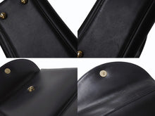画像をギャラリービューアに読み込む, GIVENCHY MAROQUINERIE ジバンシィ マロキネリー フォーマルバッグ トップハンドル ハンドバッグ レザー ブラック 美品 中古 4b002861