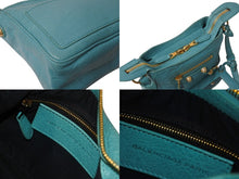画像をギャラリービューアに読み込む, BALENCIAGA バレンシアガ ショルダーバッグ ザシティ ミニ 319722-4605 ブルー ミント レザー 美品 中古 4b002866