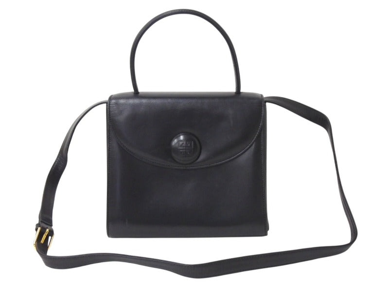 Givenchy ジバンシー ミニハンドバッグ フォーマルバッグ 4Gロゴ 付け替えロゴ付き カーフ レザー ブラック ゴールド金具 美品 中古 4b002869