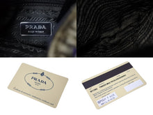 画像をギャラリービューアに読み込む, 極美品 PRADA プラダ ツイード レザー ハンドバッグ ベージュ パープル トライアングルロゴ 手持ち 鞄 B11263 シルバー金具 中古 4b002883