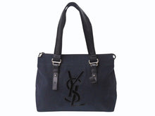 画像をギャラリービューアに読み込む, YVES SAINT LAURENT イヴサンローラン カハラ トートバッグ キャンバス レザー ブラック シルバー金具 美品 中古 4b002889