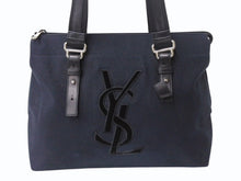 画像をギャラリービューアに読み込む, YVES SAINT LAURENT イヴサンローラン カハラ トートバッグ キャンバス レザー ブラック シルバー金具 美品 中古 4b002889