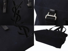 画像をギャラリービューアに読み込む, YVES SAINT LAURENT イヴサンローラン カハラ トートバッグ キャンバス レザー ブラック シルバー金具 美品 中古 4b002889