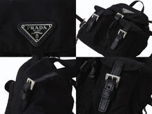 画像をギャラリービューアに読み込む, 極美品 PRADA プラダ リナイロンミニチェーンショルダーバッグ リュック型 BZ0029 ナイロン レザー ブラック 中古 4b002892