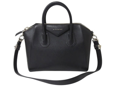 GIVENCHY ジバンシィ アンティゴナ 2WAYバッグ ショルダーバッグ ハンドバッグ ZE D 0195 レザー ブラック シルバー 美品 中古 4b002893
