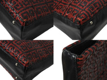 画像をギャラリービューアに読み込む, Givenchy ジバンシー 編みこみ ロゴ ハンドバッグ ゴートレザー プラスチック シルバー金具 手持ち 鞄 ブラック レッド 美品 中古 4b002902