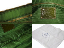 画像をギャラリービューアに読み込む, PRADA プラダ TESSUTO PIETRE CLUTCH BAG テスート ビジュー チェーンショルダー クラッチバッグ ナイロン グリーン 美品 中古 4b002907