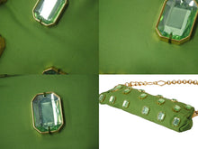 画像をギャラリービューアに読み込む, PRADA プラダ TESSUTO PIETRE CLUTCH BAG テスート ビジュー チェーンショルダー クラッチバッグ ナイロン グリーン 美品 中古 4b002907