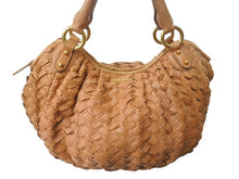 画像をギャラリービューアに読み込む, MIUMIU ミュウミュウ ショルダーバッグ ハンドバッグ イントレチャート 編み込み ブラウン レザー ゴールド金具 良品 中古 4b002910