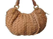 画像をギャラリービューアに読み込む, MIUMIU ミュウミュウ ショルダーバッグ ハンドバッグ イントレチャート 編み込み ブラウン レザー ゴールド金具 良品 中古 4b002910