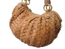 画像をギャラリービューアに読み込む, MIUMIU ミュウミュウ ショルダーバッグ ハンドバッグ イントレチャート 編み込み ブラウン レザー ゴールド金具 良品 中古 4b002910