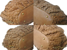 画像をギャラリービューアに読み込む, MIUMIU ミュウミュウ ショルダーバッグ ハンドバッグ イントレチャート 編み込み ブラウン レザー ゴールド金具 良品 中古 4b002910