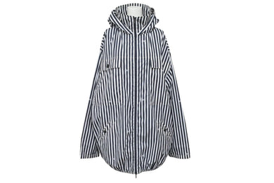 新品同様品 CHANEL シャネル ストライプ 24年 アノラック メンズ ココマーク ジャケット P76215 サイズ36 ブラック ホワイト 中古 4b002941