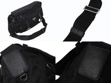 画像をギャラリービューアに読み込む, PRADA プラダ VERA トライアングルロゴ ショルダーバッグ メッセンジャーバッグ ナイロン レザー ブラック シルバー金具 美品 中古 4b002978