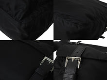 画像をギャラリービューアに読み込む, PRADA プラダ VERA トライアングルロゴ ショルダーバッグ メッセンジャーバッグ ナイロン レザー ブラック シルバー金具 美品 中古 4b002978