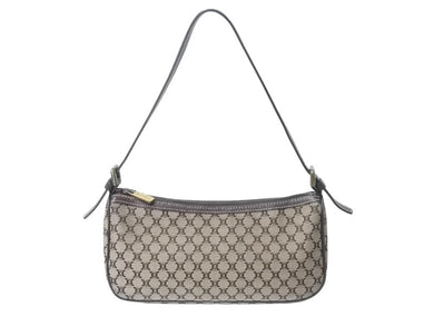 極美品 CELINE セリーヌ ワンショルダーバッグ ハンドバッグ マカダム柄 CE00/23 イタリア製 キャンバス レザー ゴールド金具 美品 中古 4b002983