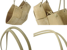 画像をギャラリービューアに読み込む, BOTTEGAVENETA ボッテガヴェネタ ハンドバッグ ショルダーバッグ 2way イントレチャート ナッパレザー ケーンシュガー 美品 中古 4b002999