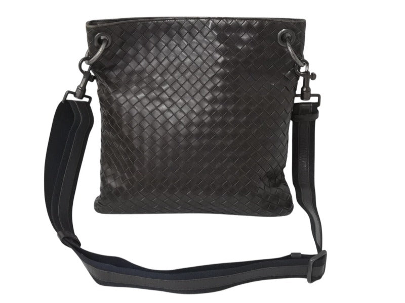 BOTTEGAVENETA ボッテガヴェネタ イントレチャート ショルダーバッグ ブラウン レザー 美品 中古 4b003034