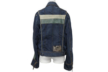 画像をギャラリービューアに読み込む, DOLCE&amp;GABBANA ドルチェアンドガッバーナ 2004AW レーシング レザー デニム ジャケット ブルー アウター サイズ34/48 美品 中古 4b003169