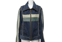 画像をギャラリービューアに読み込む, DOLCE&amp;GABBANA ドルチェアンドガッバーナ 2004AW レーシング レザー デニム ジャケット ブルー アウター サイズ34/48 美品 中古 4b003169