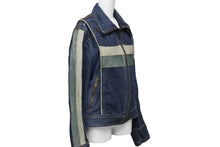 画像をギャラリービューアに読み込む, DOLCE&amp;GABBANA ドルチェアンドガッバーナ 2004AW レーシング レザー デニム ジャケット ブルー アウター サイズ34/48 美品 中古 4b003169