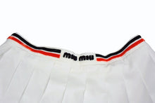 画像をギャラリービューアに読み込む, MIU MIU ミュウミュウ ポプリンスカート MG1808 11KY サイズ40 プリーツ ホワイト レッド ブラック 22FW 美品 中古 4b003177