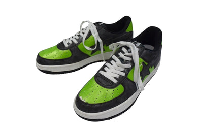 A BATHING APE × UNKLE FUTURA BAPESTA アベイシングエイプ アンクル フューチュラ ベイプスタ 00s スネーク 型押し スニーカー グリーン ブラック 28.5cm 中古 4b003232