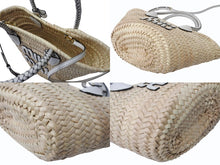 画像をギャラリービューアに読み込む, 極美品 MIUMIU ミュウミュウ かごバッグ 2WAYバッグ 5BG273 ラフィア レザー ロゴパッチ ベージュ ホワイト ゴールド金具 中古 4b003240