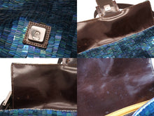 画像をギャラリービューアに読み込む, FENDI フェンディ マンマバケット ワンショルダーバッグ 26424 スパンコール ビーズ ブルー シルバー金具 美品 中古 4b003243